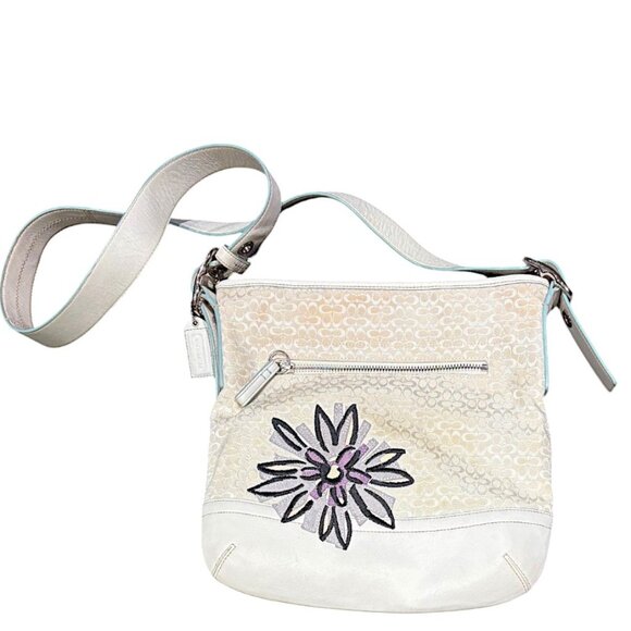 Coach White Floral Bee Crossbody Shoulder Bag F10871 - Picture 3 of 12